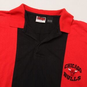 Vintage 1996 PRO Edge Chicago Bulls NBA Polo Shirt Men's Size M Red Black Fan